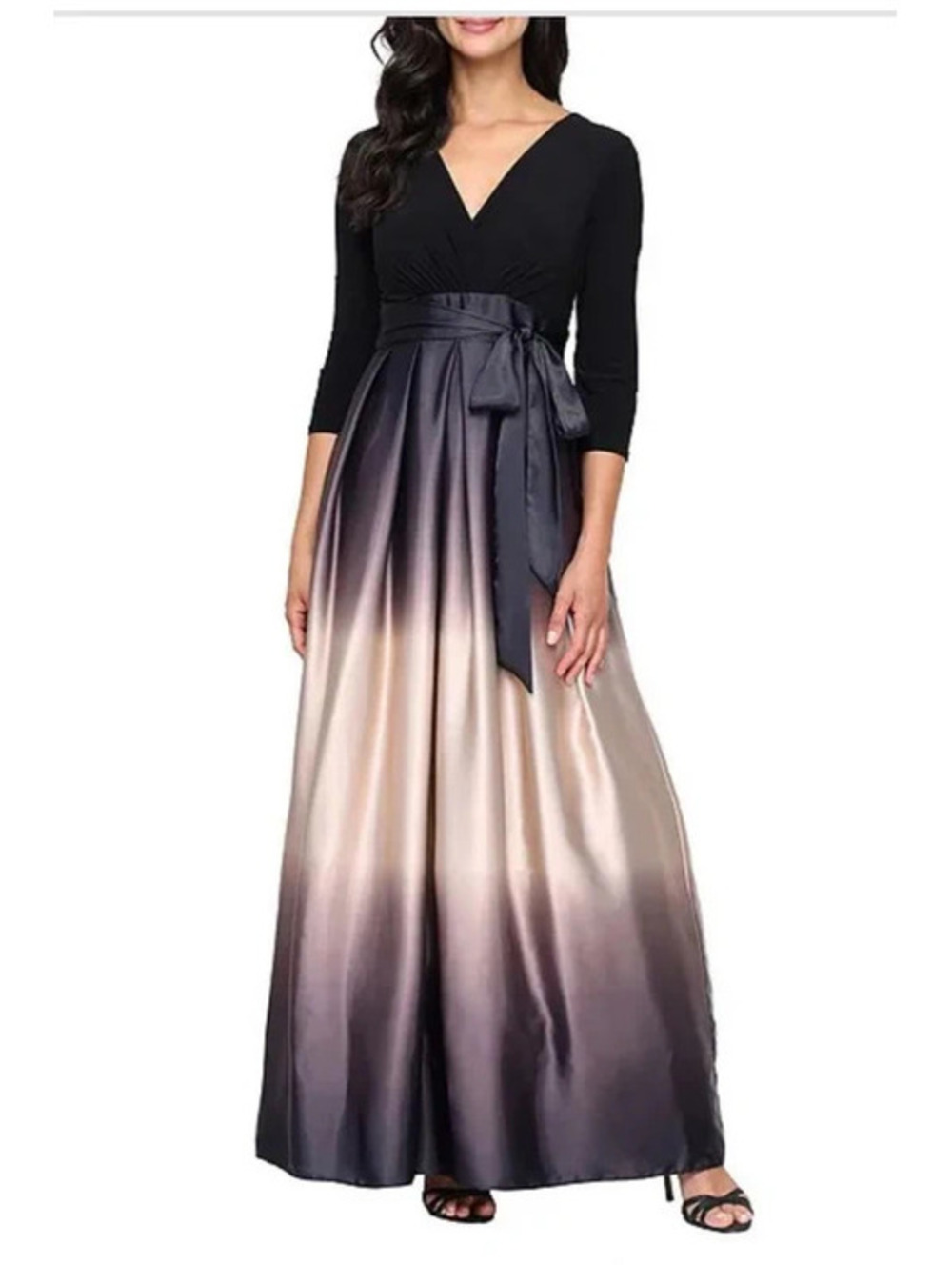 Long Satin Ombre Dress